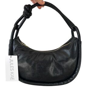 Jules Kae Luna Rope Black Snake Hobo Bag Shoulder Handbag Vegan Leather NWT
